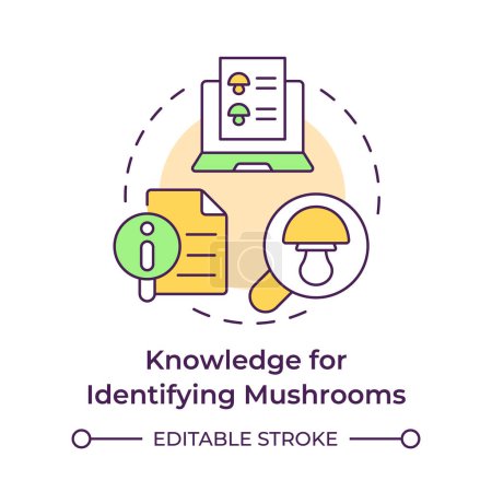 Knowledge for identifying mushrooms multi color concept icon. Mushroom management and regulation. Round shape line illustration. Abstract idea. Graphic design. Easy to use in article