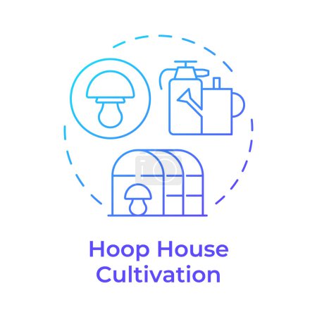 Hoop house cultivation blue gradient concept icon. Mushroom farming technique. Greenhouse. Mushroom production. Round shape line illustration. Abstract idea. Graphic design. Easy to use in article