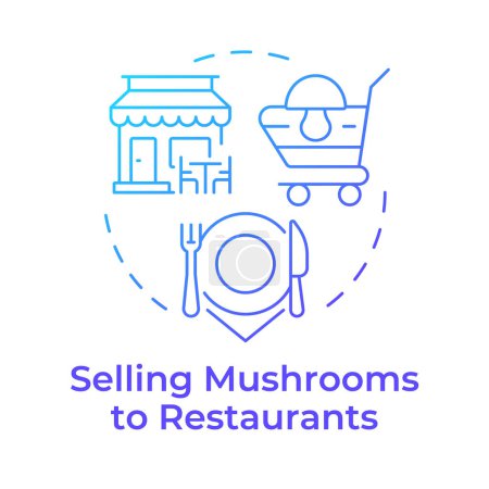 Selling mushrooms to restaurants blue gradient concept icon. Business to business. Commercial farming. Round shape line illustration. Abstract idea. Graphic design. Easy to use in article