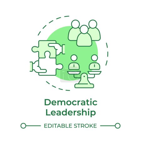 Demokratische Führung grünes Konzept Ikone. Teammitglieder, Demokratie. Rätselhafte Hände. Abbildung der runden Formlinie. Abstrakte Idee. Grafikdesign. Einfache Bedienung in Infografik, Präsentation