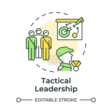 Tactical leadership multi color concept icon. Military service, strategy. Army job, soldiers. Round shape line illustration. Abstract idea. Graphic design. Easy to use in infographic, presentation/