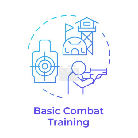 Basic combat training blue gradient concept icon. Military camp, army job. Shooting target body. Round shape line illustration. Abstract idea. Graphic design. Easy to use in infographic, presentation