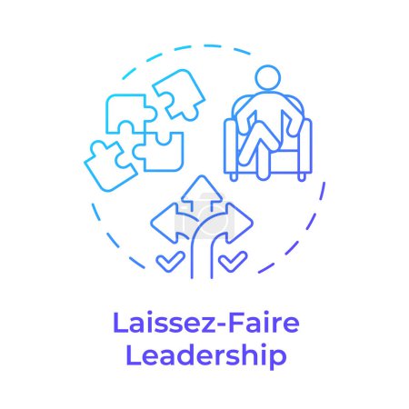 Laissez-Faire-Führung blaues Gradienten-Konzept-Symbol. Pfadwahl, Aufgabenübertragung. Abbildung der runden Formlinie. Abstrakte Idee. Grafikdesign. Einfache Bedienung in Infografik, Präsentation