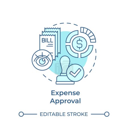 Expense approval soft blue concept icon. Budget planning, company funds. Regulatory compliance. Round shape line illustration. Abstract idea. Graphic design. Easy to use in infographic, presentation