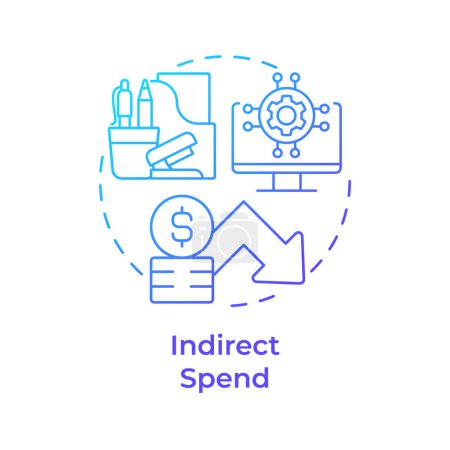 Indirect spend blue gradient concept icon. Expense submission, procurement. Cost reduction. Round shape line illustration. Abstract idea. Graphic design. Easy to use in infographic, presentation