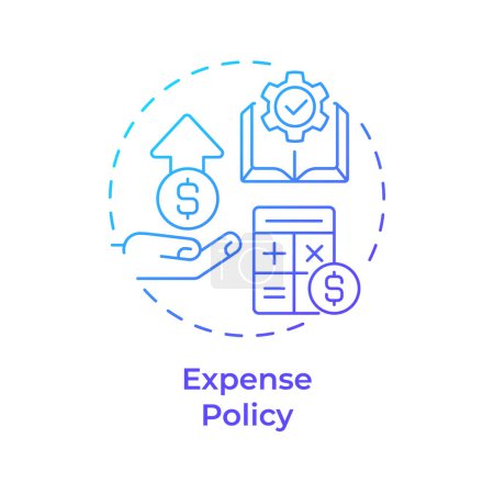 Política de gastos icono de concepto de gradiente azul. Gestión de gastos, cumplimiento normativo. Ilustración de línea de forma redonda. Una idea abstracta. Diseño gráfico. Fácil de usar en infografía, presentación