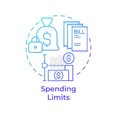 Spending limits blue gradient concept icon. Expense control, cost savings. Finance management. Round shape line illustration. Abstract idea. Graphic design. Easy to use in infographic, presentation