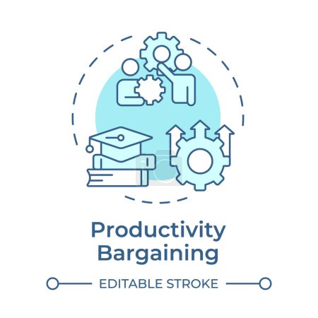 Productivity bargaining soft blue concept icon. Labor organization, efficiency control. Round shape line illustration. Abstract idea. Graphic design. Easy to use in infographic, presentation