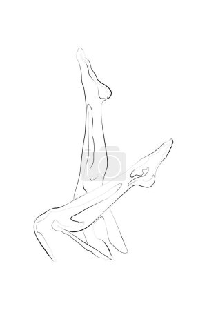 Illustration for Female Legs Art, Line body art, Modern Wall Art, Printable Line Art, Feet Wall Art, Minimalist Line Drawing, Female Feet, Black and White Modern Decor, Minimalist Woman Art - Royalty Free Image