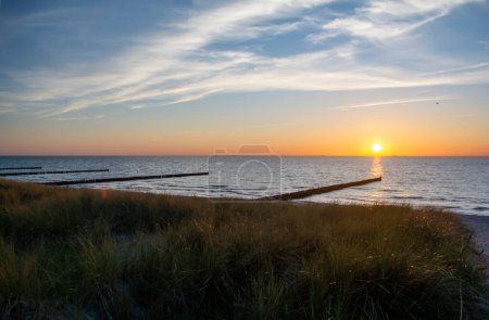 Sunset over the Baltic Sea near Ahrenshoop - Fischland-Darss-Zingst, Baltic Sea, Mecklenburg-Western Pomerania, Germany