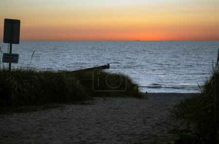 Sunset over the Baltic Sea near Ahrenshoop - Fischland-Dar-Zingst, Baltic Sea, Mecklenburg-Western Pomerania, Germany