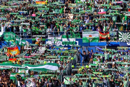 Photo for Madrid, Spain- October 21, 2023: League match between Getafe F.C and Betis played in Madrid. Football players. Football game. Betis fans. - Royalty Free Image