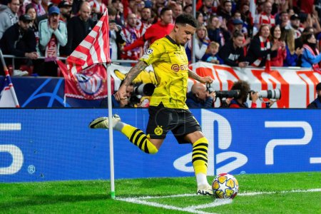 Photo for Madrid, Spain- April 10, 2024: Champions League match between Atletico de Madrid and Borussia Dortmund. German team players. European soccer. Champions League quarterfinals. - Royalty Free Image