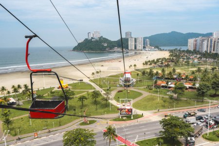 Photo for Teleferico, Cable car in Sao Vicente, Brazil. April 2 2024. - Royalty Free Image