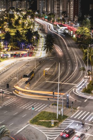 Foto de Noche en el Boulevard de Santos And Sao Vicente, Brasil. 2 de abril de 2024. - Imagen libre de derechos