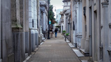 Photo for People walking inside historical Recoleta cemetary on a cold autumn afternoon - Royalty Free Image
