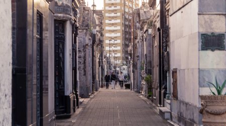 Photo for Buenos aires city, buenos aires, argentina. 05-20-23: people walking inside historical Recoleta cemetary on a cold autumn afternoon - Royalty Free Image