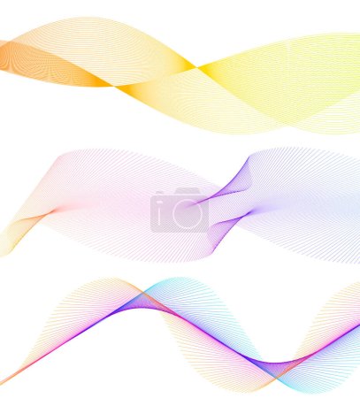 Set Abstract lignes couleurs élément de conception sur fond blanc des vagues. Illustration vectorielle eps 10 pour grunge élégante carte de visite, brochure d'impression, dépliant, bannières, livre de couverture, étiquette, tissu