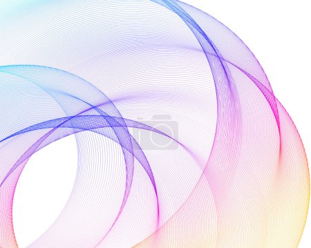 Illustration for Design elements. Wave of many purple lines circle ring. Abstract vertical wavy stripes on white background isolated. Vector illustration EPS 10. Colourful waves with lines created using Blend Tool - Royalty Free Image
