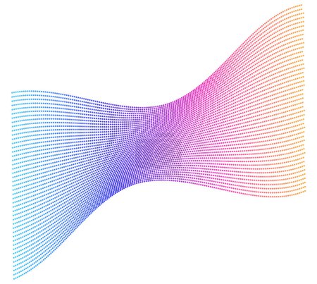 Téléchargez les photos : Eléments de design. Vague de nombreuses lignes pointillées violettes. Rayures ondulées abstraites sur fond blanc isolées. Illustration vectorielle SPE 10. Ondes colorées avec lignes créées à l'aide de Blend Tool - en image libre de droit