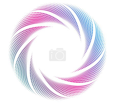 Téléchargez les photos : Eléments de design. Vague de nombreuses lignes violettes cercle anneau avec des points. Rayures verticales ondulées abstraites sur fond blanc isolées. Illustration vectorielle SPE 10. Ondes colorées avec des lignes créées en utilisant Blend Too - en image libre de droit