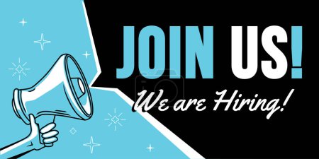 Illustration for Join us, we are hiring - advertising sign with megaphone - Royalty Free Image