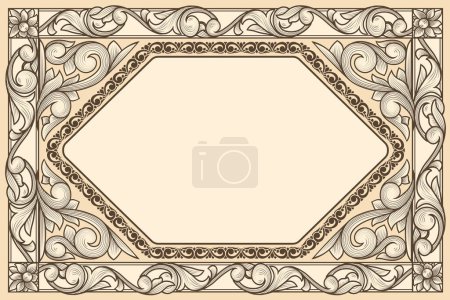 Illustration for Decorative pastel colored ornate retro floral blank frame - Royalty Free Image