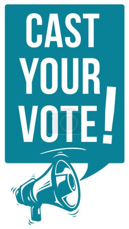 Téléchargez les illustrations : Cast your vote - monochrome advertising sign with megaphone - en licence libre de droit