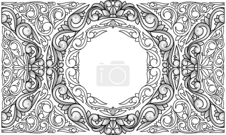 Illustration for Decorative ornate black and white retro design card - Royalty Free Image
