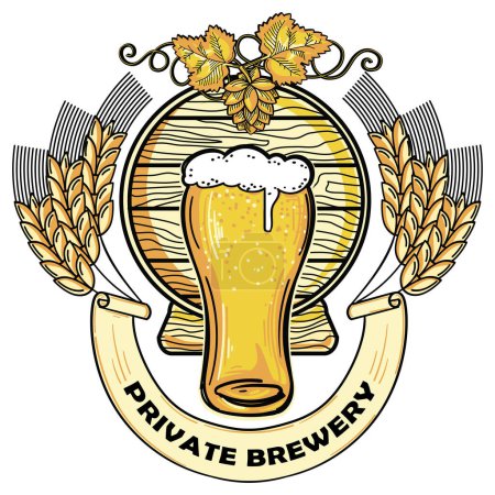 Illustration for Craft beer - glass of beer decorative vintage emblem - Royalty Free Image