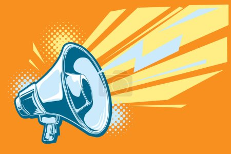 Illustration for Colorful shouting broadcasting megaphone advertising sign - Royalty Free Image
