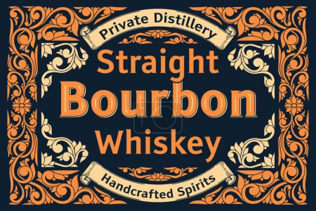 Illustration for Bourbon Whiskey - ornate vintage decorative label - Royalty Free Image