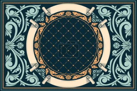 Illustration for Decorative ornate retro floral blank card - Royalty Free Image