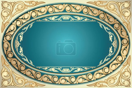 Téléchargez les illustrations : Golden ornate floral decorative vintage blank frame card - en licence libre de droit