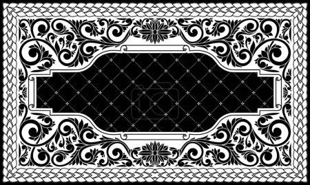 Illustration for Decorative ornate black and white retro design blank frame - Royalty Free Image