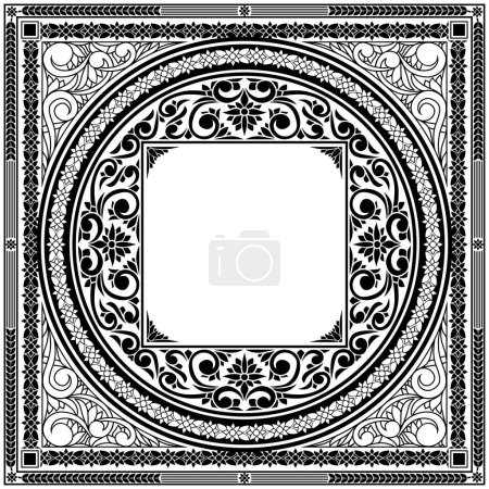 Illustration for Decorative ornate black and white retro design blank frame - Royalty Free Image