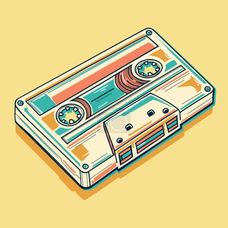 Illustration for Hand drawn musical audio cassette - Royalty Free Image