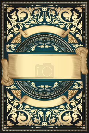 Illustration for Golden ornate floral decorative vintage blank card - Royalty Free Image