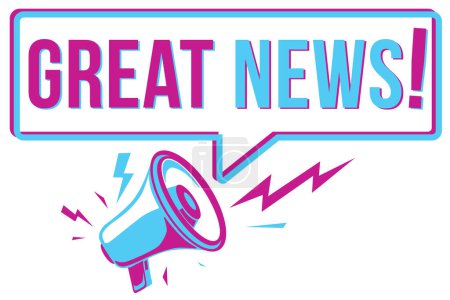 Illustration for Great news - advertising sign  with megaphone - Royalty Free Image