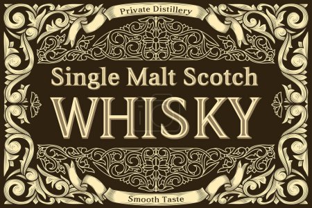 Téléchargez les illustrations : Scotch whisky - étiquette décorative vintage ornée - en licence libre de droit