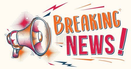 Photo for Breaking news - sign with megaphone - Royalty Free Image