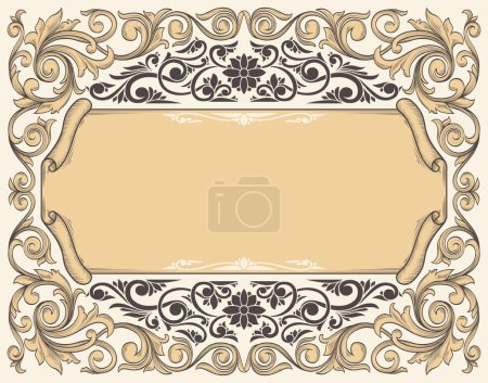 Illustration for Decorative ornate retro floral blank card - Royalty Free Image