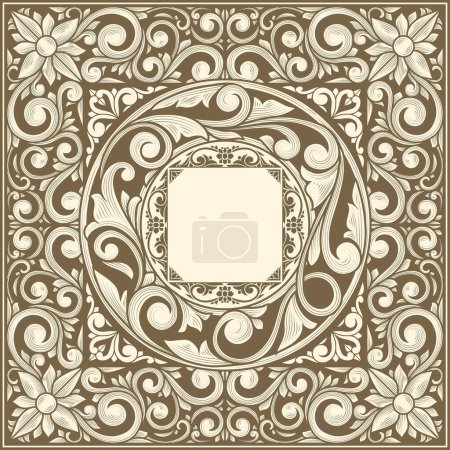 Photo for Decorative ornate retro floral emblem blank card - Royalty Free Image