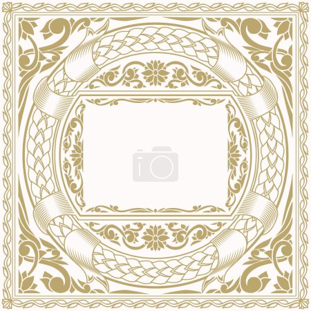 Illustration for Decorative ornate monochrome retro design blank label - Royalty Free Image