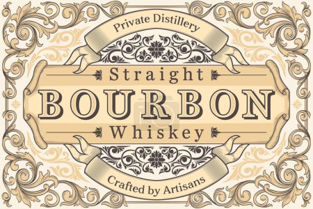 Whisky Bourbon - etiqueta decorativa vintage ornamentada