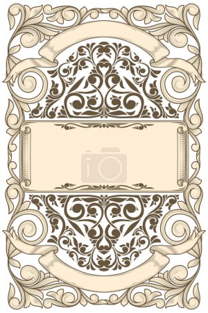 Illustration for Decorative ornate retro floral blank card template - Royalty Free Image