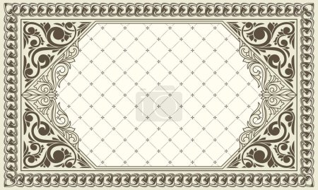 Illustration for Decorative ornate monochrome retro floral blank card - Royalty Free Image