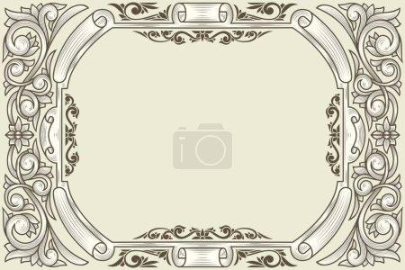 Illustration for Decorative ornate retro floral blank frame template - Royalty Free Image