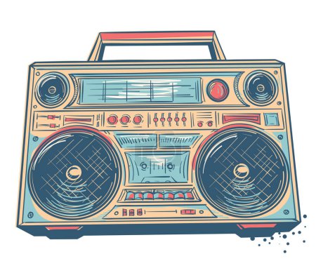 Photo for Music design - colorful drawn boom box tape recorder - Royalty Free Image
