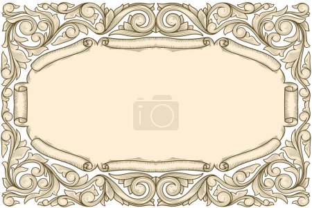 Illustration for Decorative ornate retro floral blank card template - Royalty Free Image